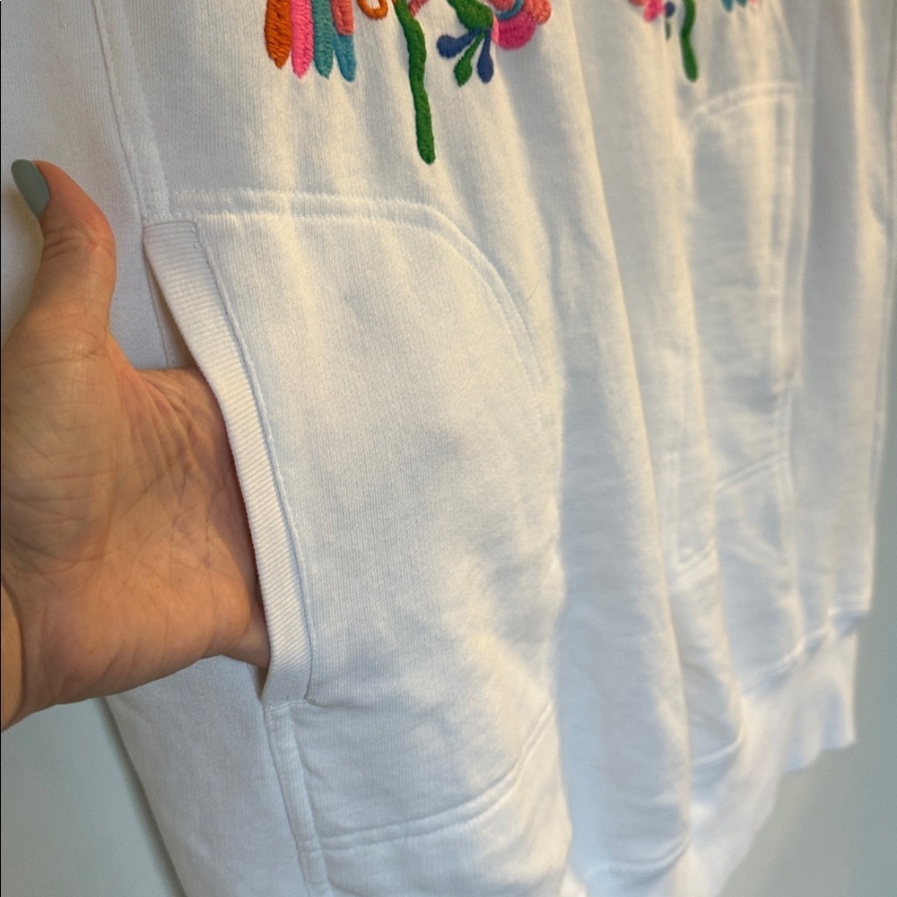 Sister Mary white tunic sweater dress sleeveless Embroidered pockets beach XS - Picture 4 of 6